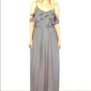 BNWT tie waste off shoulder maxi dress